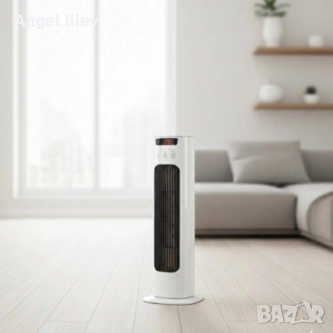 Вертикален керамичен отоплител с дистанционно и защита от прегряване