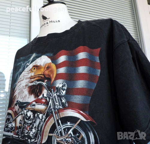 Let The Freedom Ride Mens Vintage American Motorcycle T-Shirt Size 2XL, снимка 10 - Тениски - 52431283
