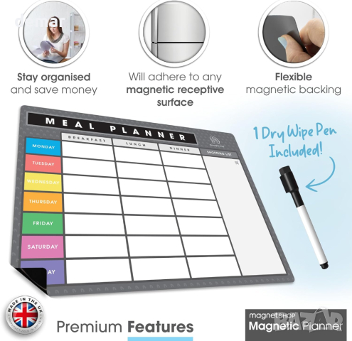 TMS магнитен планер за работа или семейно планиране (светло сиво и многоцветно, A4 (30 x 21 cm)), снимка 2 - Други стоки за дома - 44533926