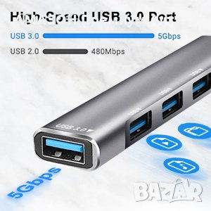 Jstoo 4-портов ултра тънък USB-C хъб за данни,1 x USB 3.0/3 x USB 2.0/USB C адаптер,MacBook Pro/Air, снимка 2 - Лаптоп аксесоари - 41721380