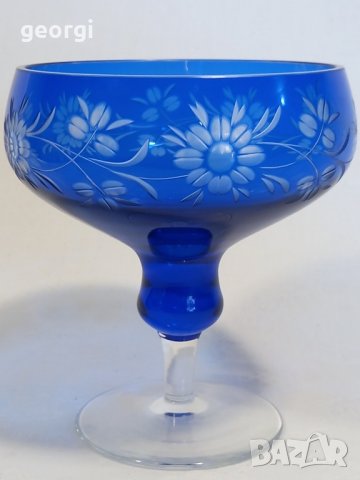 кристална бонбониера син фасетиран кристал , снимка 3 - Антикварни и старинни предмети - 42672485