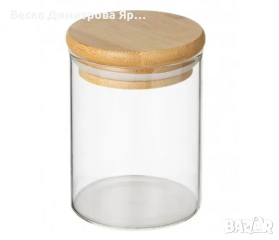 Стъклен буркан с херметичен бамбуков капак – практично решение за съхранение
