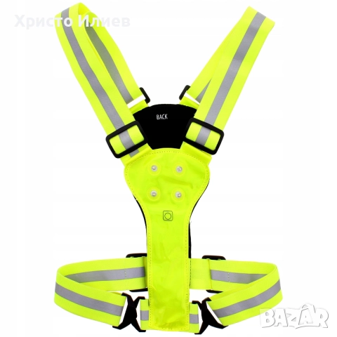 Светлоотразителна жилетка за безопасност с LED осветление Светлоотразителна LED жилетка неонова