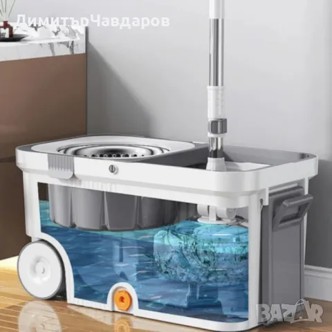 Въртящ се на 360° моп комплект, с центробежна кофа, неръждаема стомана, снимка 3 - Мопове, кофи, четки и метли - 49770169