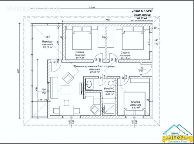 Eдноетажна Къща Дом Стърн 66, 33 м2, снимка 8 - Монтажи - 42379799