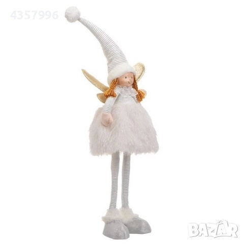 Коледна декоративна фигурка на ангел с пухкава пола, 69см, снимка 2 - Декорация за дома - 52393047