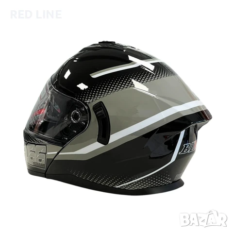 Mодуларна каска за мотор черно/бяло, снимка 5 - Аксесоари и консумативи - 50809549