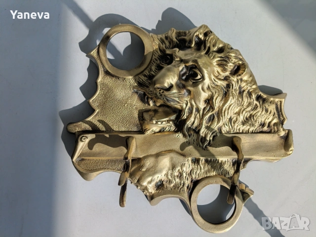 Бронзова ,стара мастилница , Царство България , масивна, детайлна изработка с лъвска глава . , снимка 2 - Антикварни и старинни предмети - 53434575