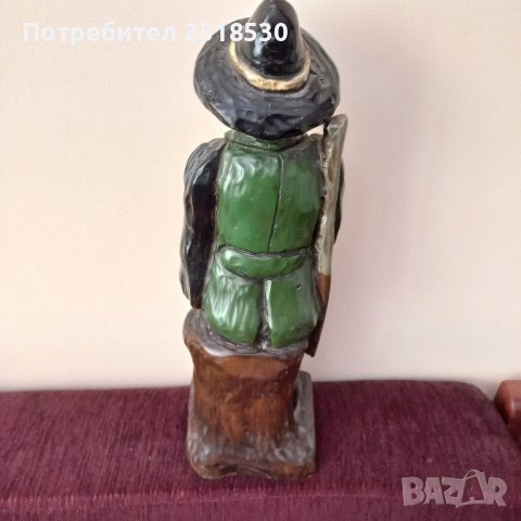 Фигура на ловец- дърворезба , снимка 3 - Антикварни и старинни предмети - 41933082