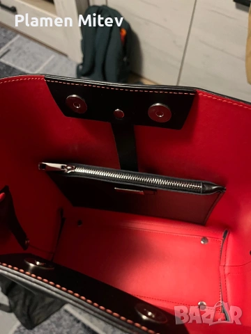 Дамска чанта Mia Tomazzi естествена кожа черен цвят, снимка 6 - Чанти - 53374181