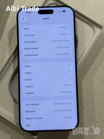 iPhone 16 Pro Max 256GB Black Titanium - 92% Батерия, Като НОВ., снимка 5 - Apple iPhone - 53718616