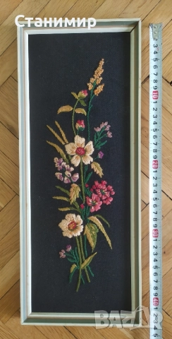 Картини с бродирани цветя -6 бр. комплект, снимка 3 - Картини - 51485449