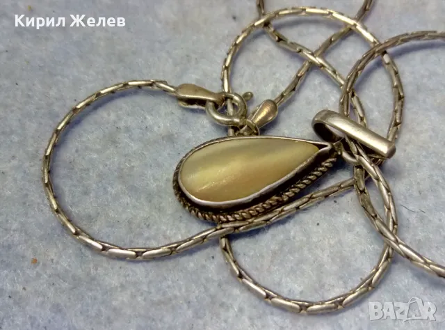 ВЕЛИКОЛЕПНО СРЕБЪРНО КОЛИЕ със СЕДЕФЕН СРЕБЪРЕН МЕДАЛЬОН - СРЕБРО 925 МАЙСТОРСКА АРТ РАБОТА 49798, снимка 2 - Колиета, медальони, синджири - 49732874