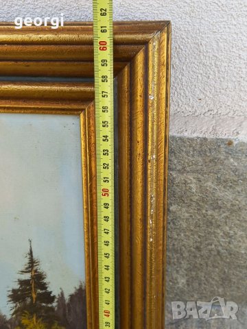 Стара картина пейзаж върху платно, снимка 6 - Картини - 40067799