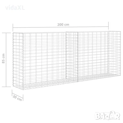 vidaXL Габионна кошница, поцинкована стомана, 85x30x200 см, снимка 6 - Огради и мрежи - 56146039