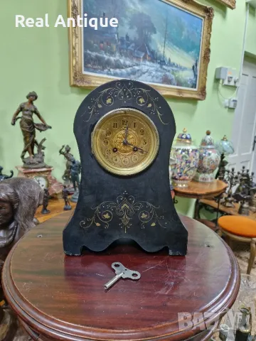 Прекрасен антикварен колекционерски френски каминен часовник , снимка 1