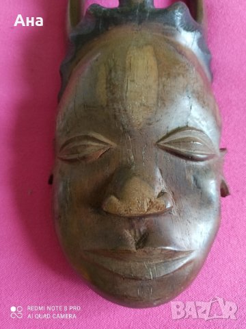 африканска дървена маска , снимка 2 - Статуетки - 41408451