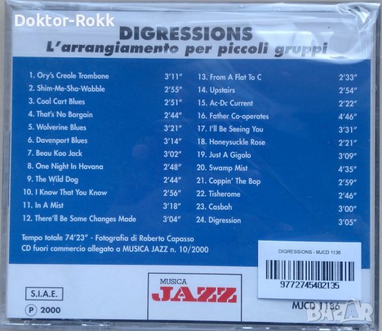 Digressions - L' Arrangiamento Per Piccoli Gruppi (2000) CD, снимка 2 - CD дискове - 39449429