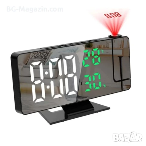 LED електронен настолен часовник с проектор температура влажност будилник за спалня дигитален USB, снимка 5 - Други - 51038981
