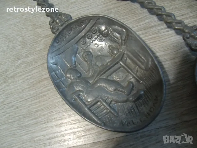 № 7710 стари метални / калаени лъжици  - комплект от 6 броя, снимка 2 - Други ценни предмети - 47427685