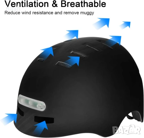 Велосипедна каска с вграден LED фар и лека задна част, р-р L, снимка 4 - Аксесоари за велосипеди - 50885008