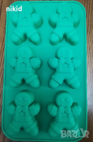 6 бр Голямо Джинджифилово Човече Джинджифилови човечета силиконов молд форма гипс шоколад сапун кекс