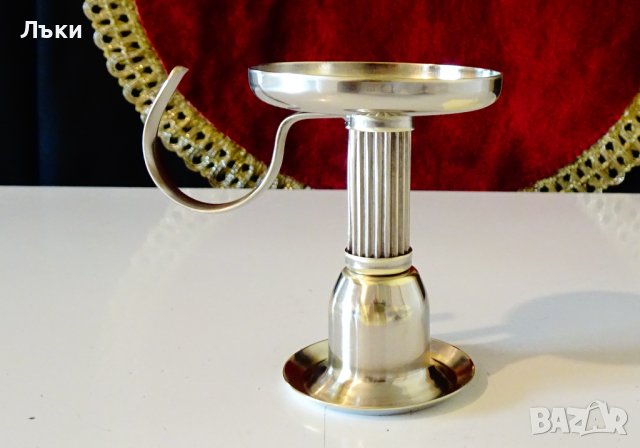 Посребрен бронзов свещник,дръжка. , снимка 4 - Антикварни и старинни предмети - 40253065