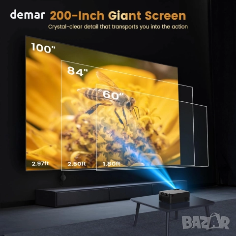 Мини преносим проектор с WiFI и Bluetooth, Native 1080P Full HD, черен, снимка 7 - Плейъри, домашно кино, прожектори - 52118126