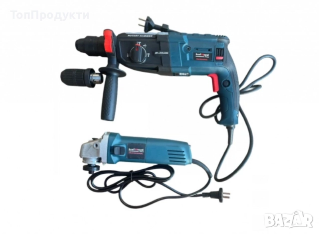 Комплект 2 в 1 перфоратор и ъглошлайф на ток, снимка 2 - Ъглошлайфи - 52945630