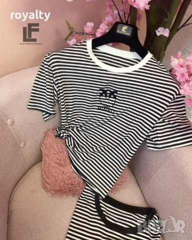 Pinko Тениска LFS Birds Stripes 9067
