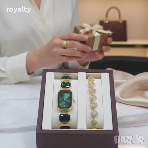 Дамски комплект часовник с кварцов механизъм и гривна, снимка 3 - Бижутерийни комплекти - 52122424