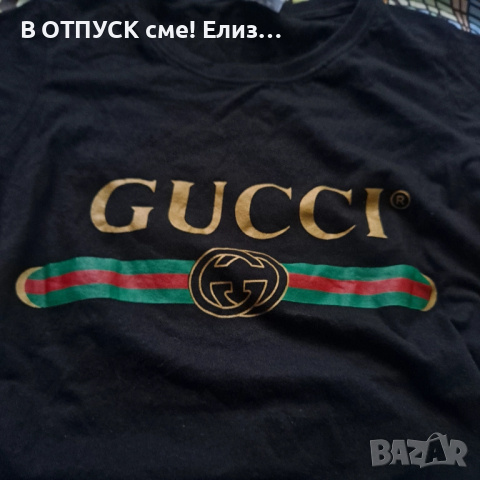 Дамска памучна вталена тениска с щампа Gucci Гучи, снимка 3 - Тениски - 51444694