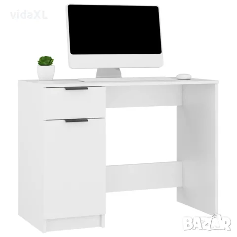 vidaXL Бюро, бяло, 100x50x75 см, инженерно дърво, снимка 4 - Бюра - 56147938