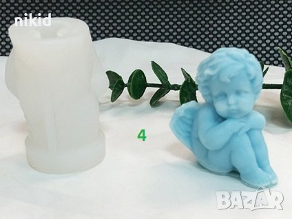 3D Ангел в 4 пози силиконов молд форма калъп фондан гипс смола свещ сапун пита декор, снимка 5 - Форми - 38159300