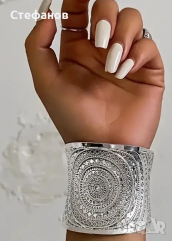 Широка дамска гривна метал антично сребро, снимка 6 - Други - 50647134