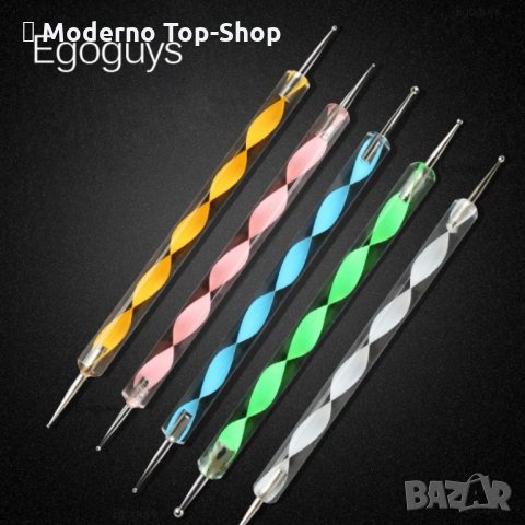 Комплект от 5 бр двустранни инструменти за точки с различни размери/маникюр, снимка 4 - Продукти за маникюр - 34171591