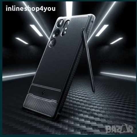 Оригинален Кейс Spigen Rugged Armor за Samsung Galaxy S23 ULTRA Черен, снимка 3 - Калъфи, кейсове - 41413574