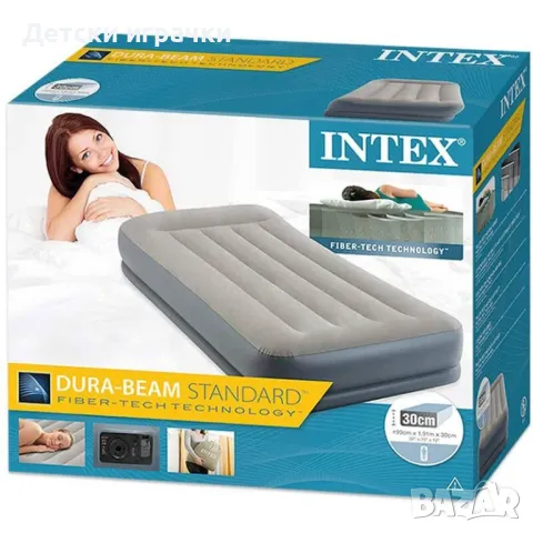Надуваем матрак дюшек, 191x99x30см, INTEX Pillow Rest Mid-Rise Airbed, с помпа , снимка 5 - Надуваеми легла - 50075946