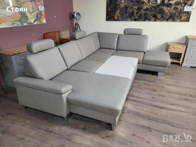 ПРОМОЦИЯ!!!Бежов П-образен ъглов диван от плат Sambia с функция сън, снимка 11 - Дивани и мека мебел - 52830077