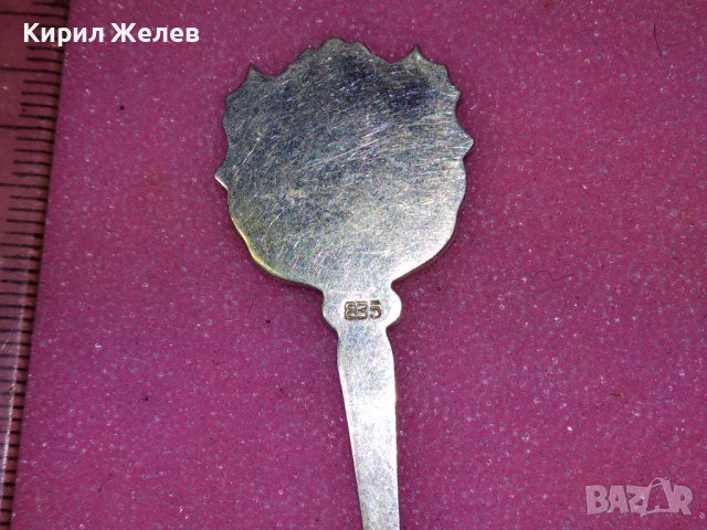 HELGOLAND СТАРА НЕМСКА КОЛЕКЦИОНЕРСКА ЕМАЙЛИРАНА СРЕБЪРНА ЛЪЖИЧКА За КАФЕ СРЕБРО 835 ПРОБА 42988, снимка 7 - Колекции - 44376196