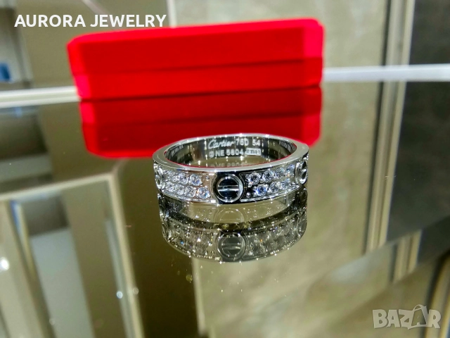 CARTIER Love Band White Gold Paved Diamonds Пръстен
