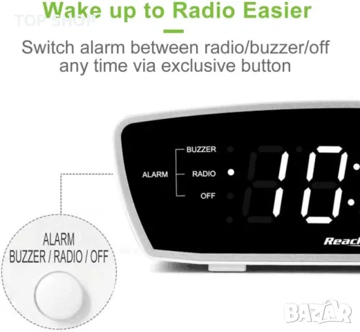 FM Радио часовник- будилник REACHER ACR- 3E, снимка 5 - Аудиосистеми - 48483632