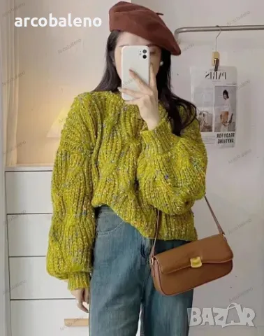 Дамски свободен пуловер с кръгло деколте с усукана колекция, 3цвята , снимка 2 - Блузи с дълъг ръкав и пуловери - 47980383