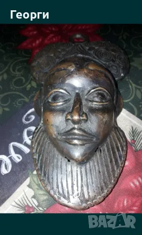 Бронзова маска-776, снимка 4 - Антикварни и старинни предмети - 50131292