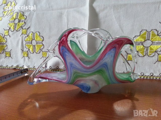 Стъклен салфетник тип Мурано , снимка 5 - Антикварни и старинни предмети - 41016978
