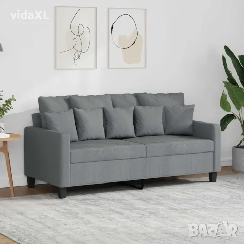 vidaXL 2-местен диван, светлосив, 140 см, плат, снимка 2 - Дивани и мека мебел - 56147293