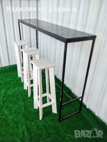 Бар маса и столове от дърво и метал по поръчка за хранене , снимка 3 - Маси - 51102882