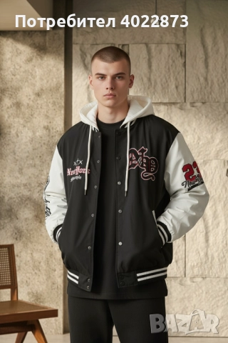 Мъжко Луксозно Бомбер Яке в черен цвят , снимка 4 - Якета - 52466372