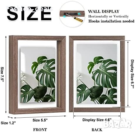 Нов Комплект 2 броя плаващи рамки 7x5 /Двойна стъклена рамка за картина, снимка 5 - Декорация за дома - 41618473