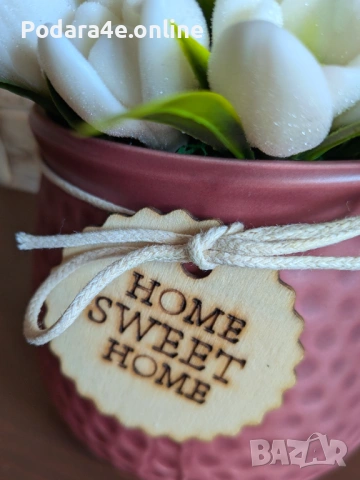 Букет от ароматни сапунени кокичета в керамична кашпа , снимка 4 - Декорация за дома - 53463928